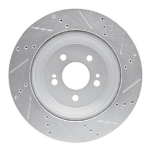 Mercedes-Benz S550 Brake Rotor (1) - Rear Left - R1 Concepts - Drilled & Slotted - Silver - `15-`21